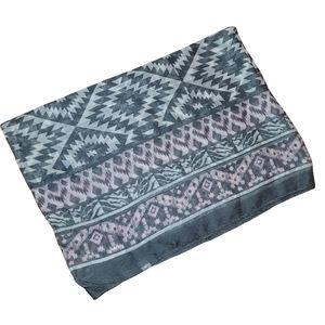 Gray and pink tribal print scarf